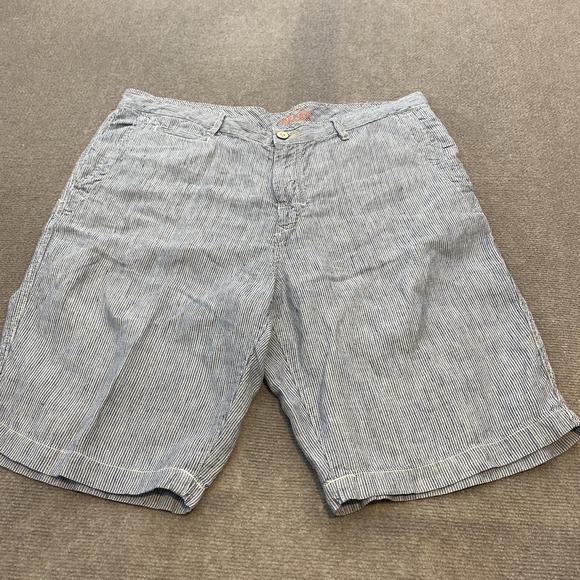 Tommy Bahama Shorts Mens 38 Blue White Striped 100% Linen Relax Casual Beach - Picture 1 of 8